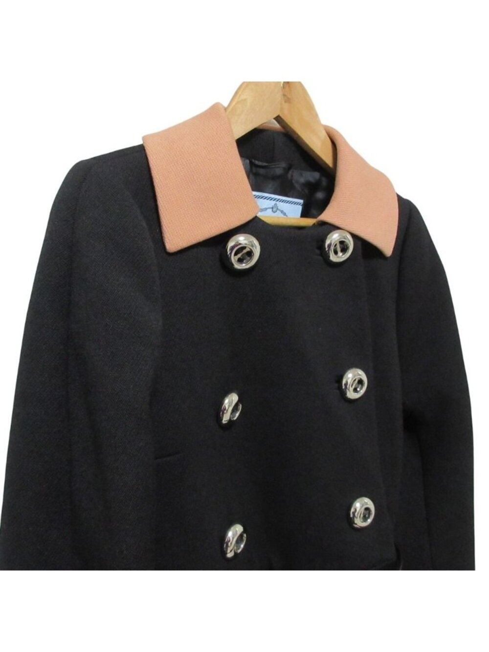 Prada Wool Double Breasted Coat Black - Picture 3 of 10